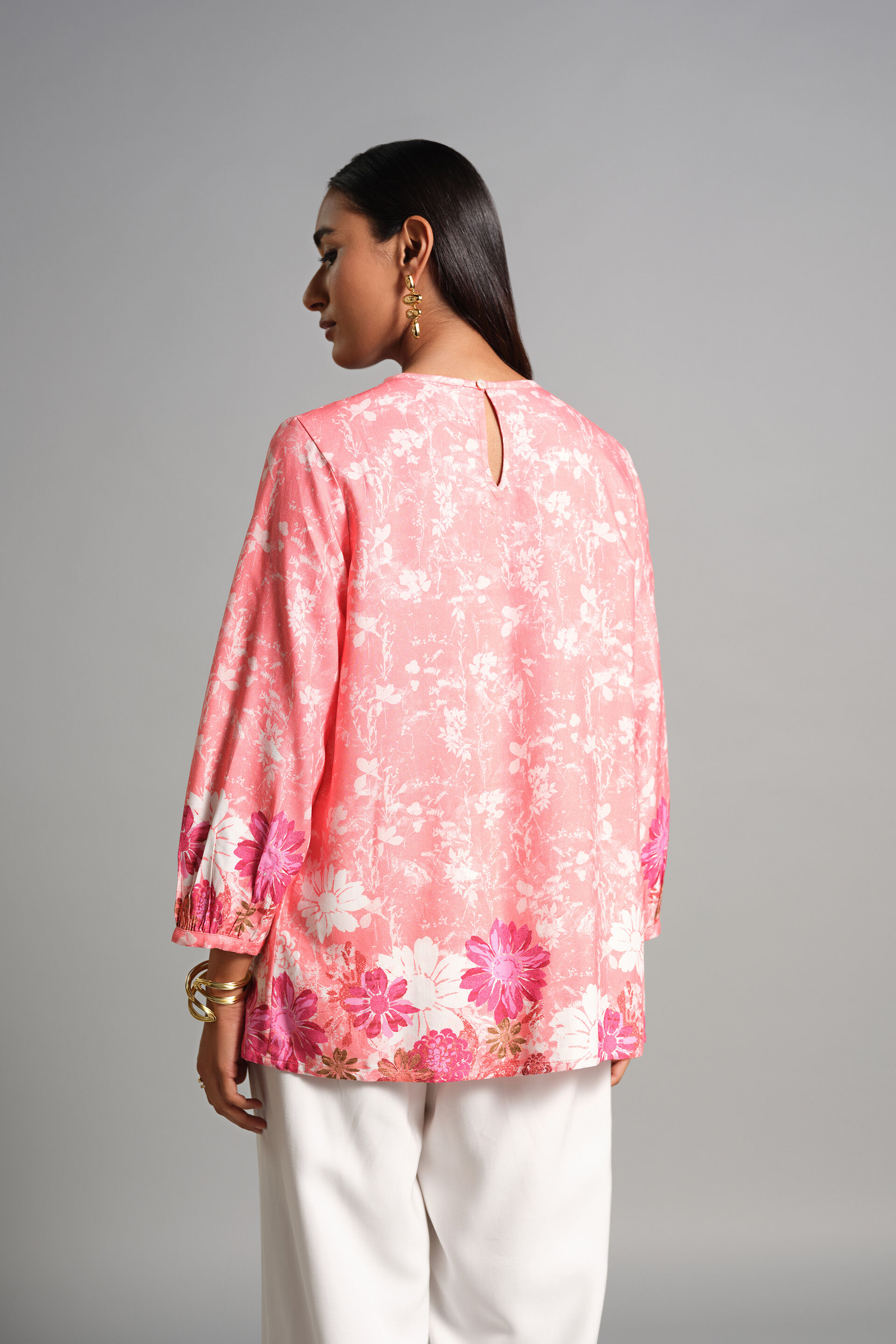 Coral Blooms Top, Coral, image 5